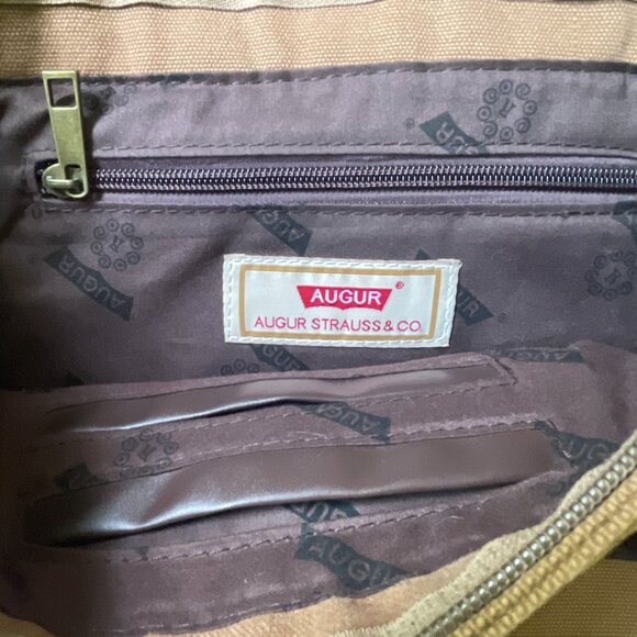 Brown Messenger Bag by Augur Strauss, Canvas Bag with Leather Accents - Picture 5 of 14